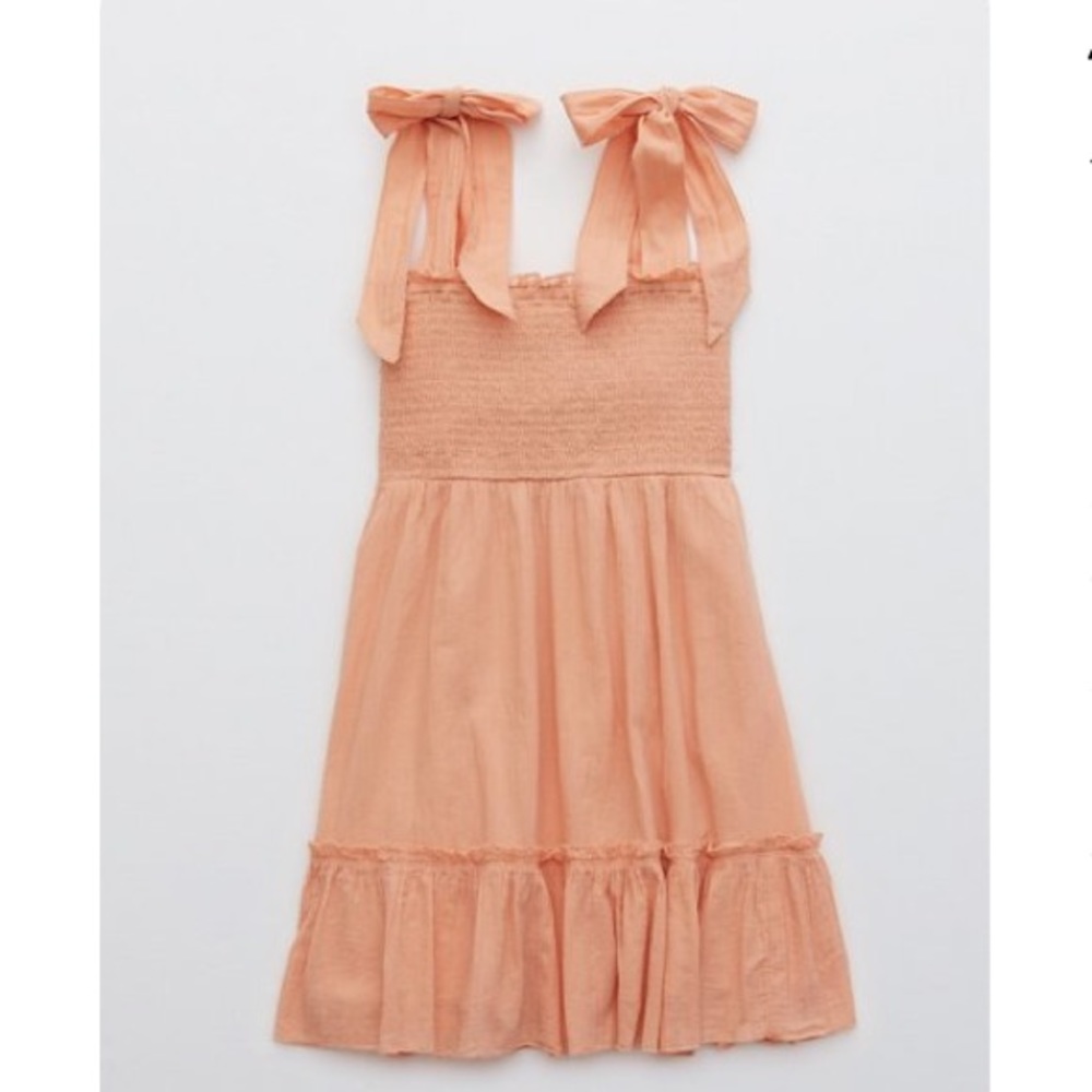 Aerie all day smocked dress mini dress size M color peach